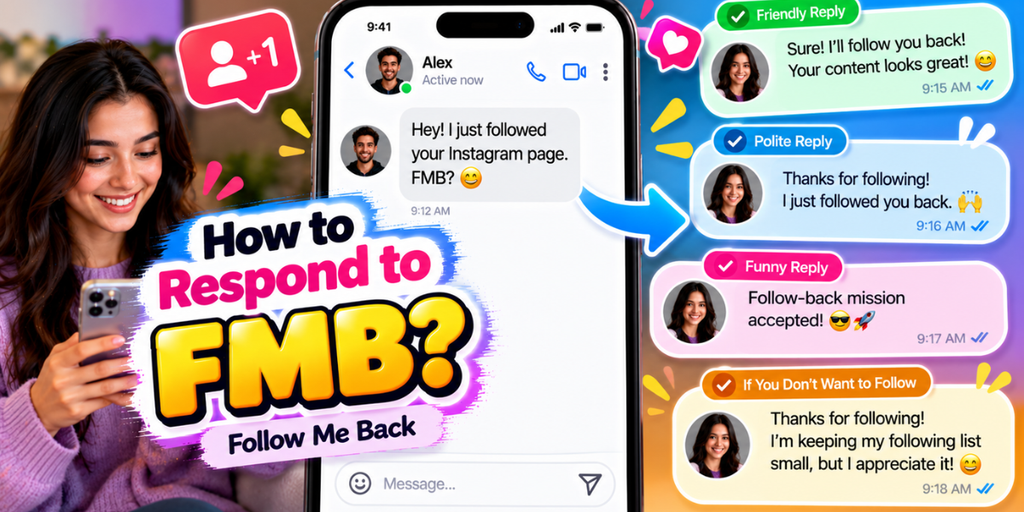 Examples of polite replies to a Follow Me Back request in a text conversation