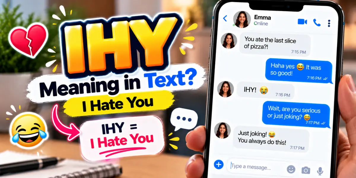 IHY meaning in text illustrated with a smartphone conversation