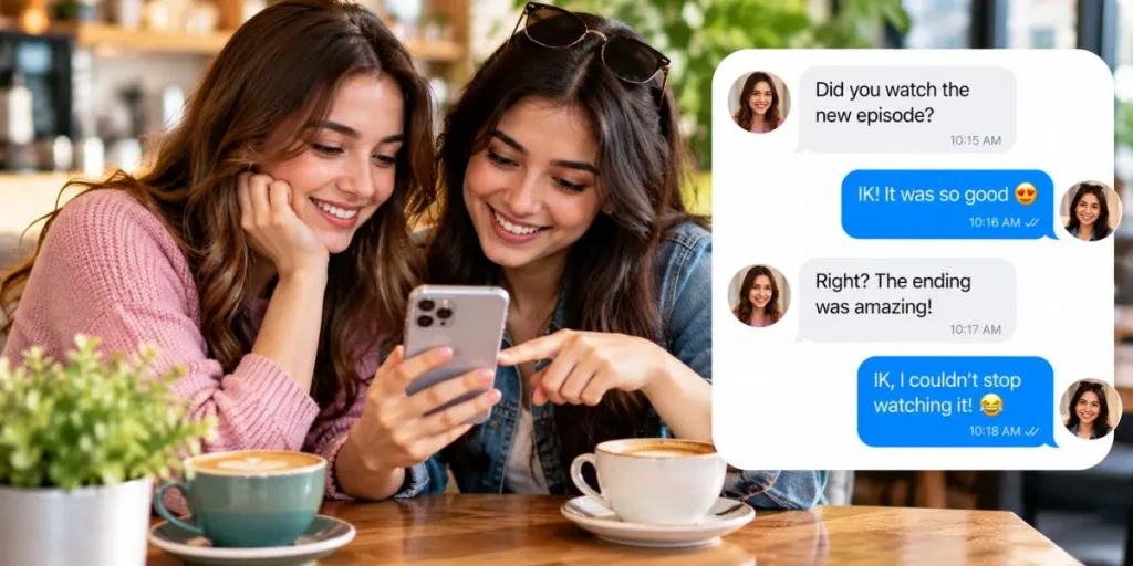 Two friends sharing a casual text conversation on a smartphone.
