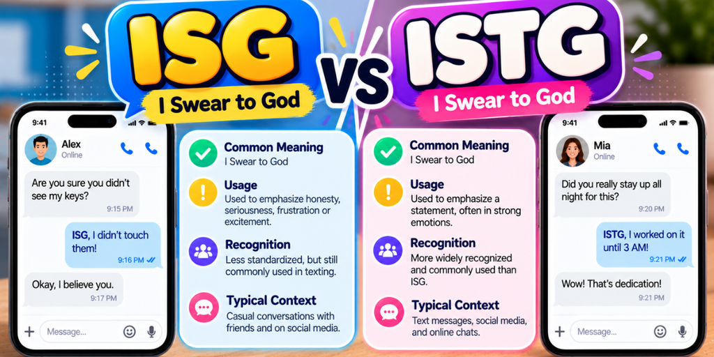 Comparison of ISG and ISTG texting abbreviations and their common meanings