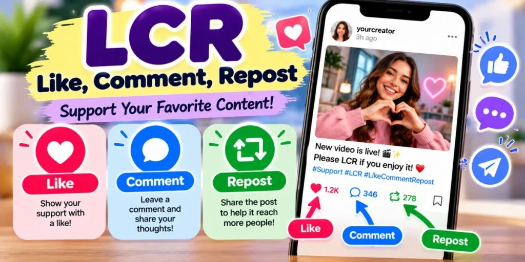 Example of LCR encouraging likes, comments, and reposts on social media