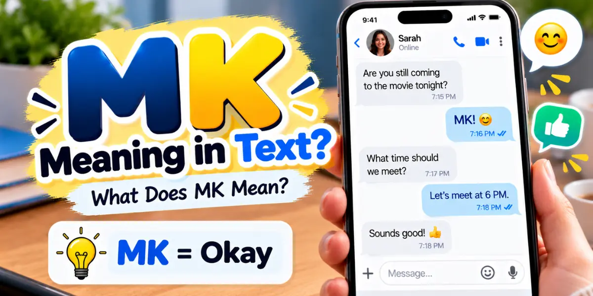 MK meaning in text illustrated with a smartphone conversation