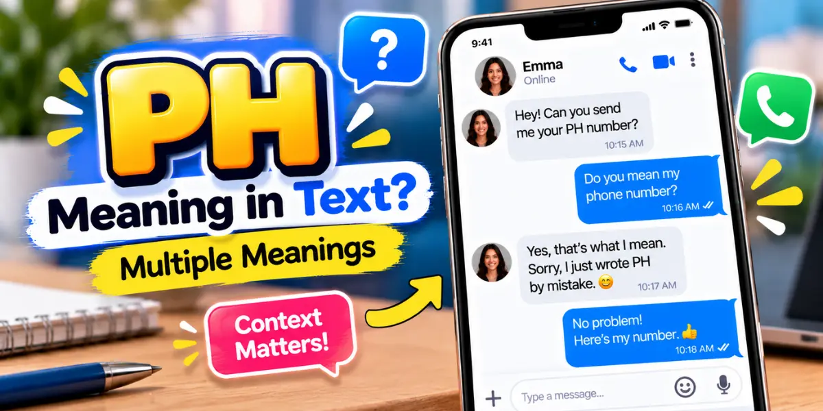 PH meaning in text illustrated with a smartphone conversation