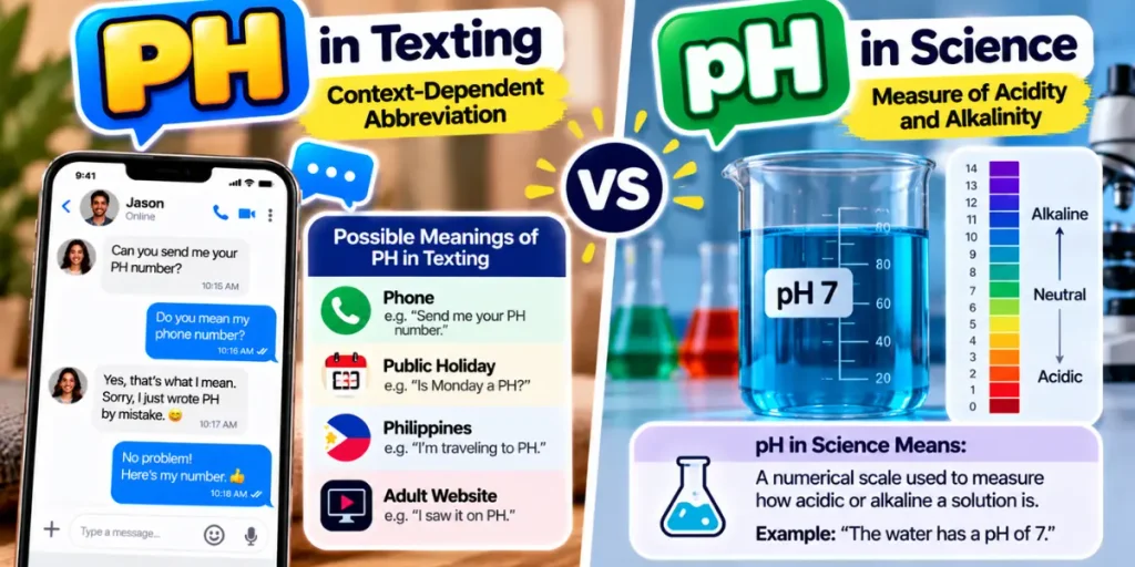 Comparison of PH in texting and pH notation used in science