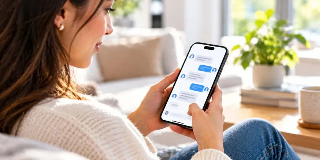 Person using a smartphone to read and send social media messages