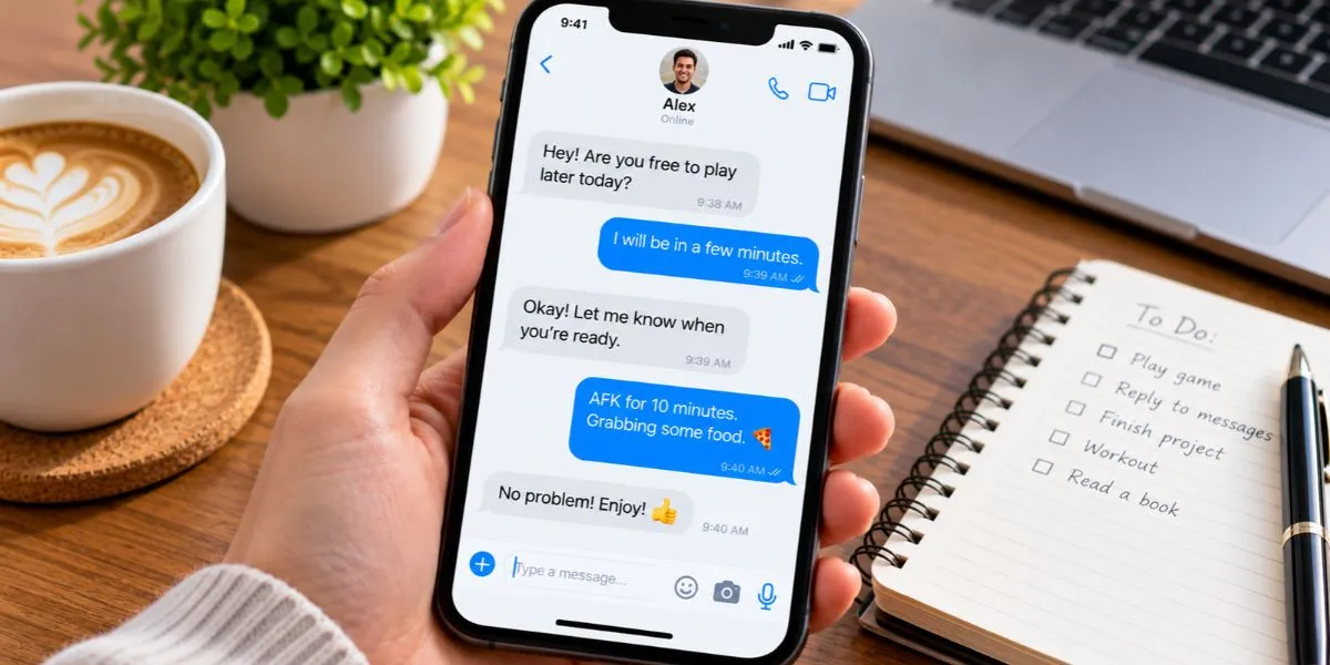 Smartphone displaying a message about being temporarily away.