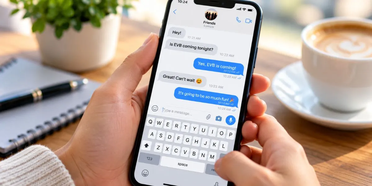 Smartphone displaying a casual text message conversation.