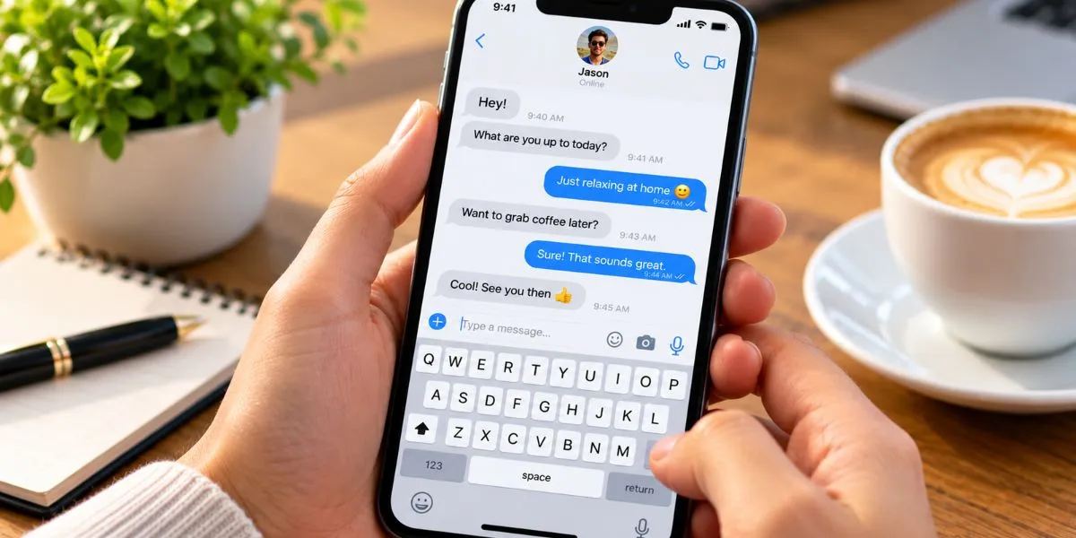 Smartphone displaying a casual text message conversation.