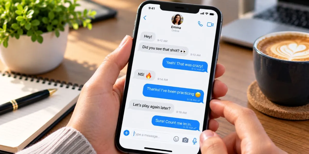 Smartphone displaying a casual text message conversation.